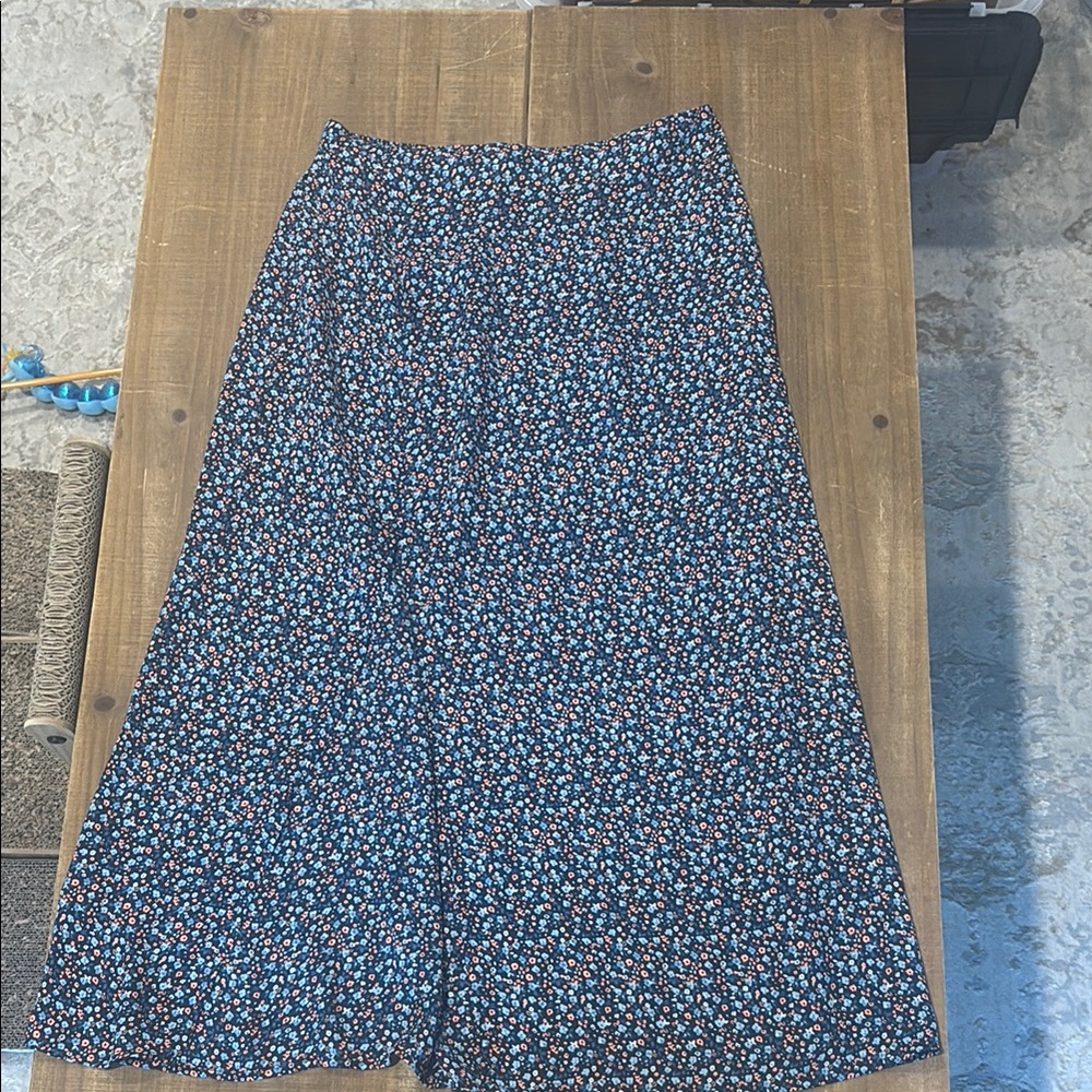Nordstrom Blue and White A-Line Midi Skirt